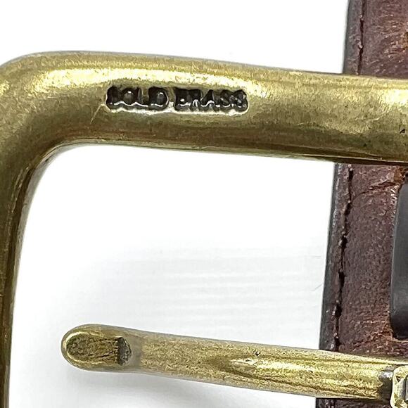 Woven Brown Leather Belt 34 Solid Brass Buckle Vintage Boho Western Streetwear - Picture 4 of 11